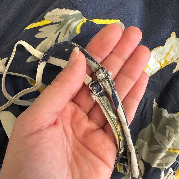 GAP Soft Fit & Flare Dress S Navy Floral Yellow Rayon Summer Spaghetti Strap - Picture 5 of 10